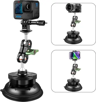 Сверхпрочное Крепление На Присоске REYGEAK с Шаровой Головкой 360 ° Magic Arm Двойной Адаптер С Шаровой Головкой для Зеркальных Камер GoPro Insta360