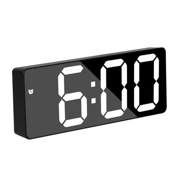 Светодиодные зеркальные настольные часы с цифровым будильником, отображающим время повтора, Настольные Электронные настольные часы, настольные часы для домашнего декора