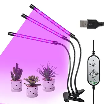 Светодиодный светильник для выращивания растений, USB фитолампа, полный спектр роста, Садовая фитолампа с контролем цветения комнатных растений