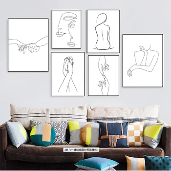 Сексуальное женское тело, обнаженное, настенные полотна, скандинавские минималистичные фигуры, Линейная картинка для гостиной, абстрактный рисунок, домашние плакаты