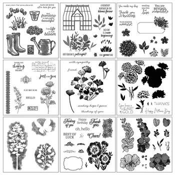 Серия Garden Plant Прозрачные штампы Силиконовый штамп для вырезок Принадлежности для изготовления открыток Канцелярские принадлежности для рукоделия Резиновый уплотнитель
