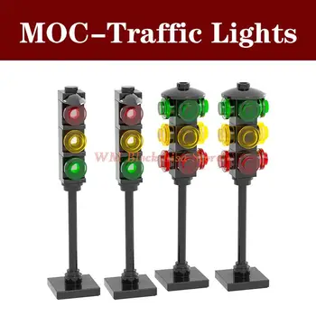 Серия MOC4030 City Сигнальные огни, Детали дорожного движения, Вид на улицу, Строительные блоки, Развивающие Игрушки Для детей, творческие Подарки Друзьям