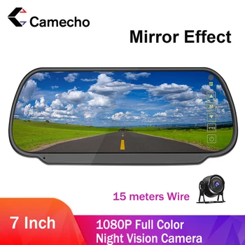 Система парковки заднего хода Camecho Автомобильный монитор с 7-дюймовым TFT-ЖК-экраном, Зеркало заднего вида заднего вида с камерой ночного видения