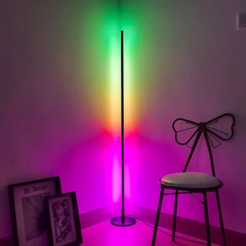 Скандинавская RGB Лампа Алюминиевая Светодиодная Торшерная Лампа Для Спальни Прикроватная Лампа Современная Стоячая Лампа Красочное Внутреннее Освещение Home Deco Floor Light