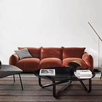 Скандинавский бархатный диван от пола до потолка из ягненка для маленьких и средних квартир, 3-местный прямой диван для чтения, мебель Cama