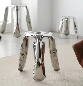 Скандинавский Современный Классический Низкий Табурет из нержавеющей стали, Креативная Минималистичная Скамеечка для ног