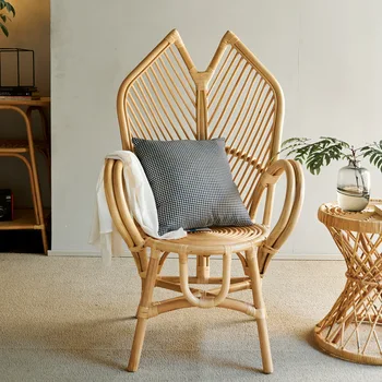 Скандинавский стул Кресло-качалка из натурального ротанга Ротанговый Балконный стул Простой Японский Стиль Кресло для отдыха Кресло для гостиной