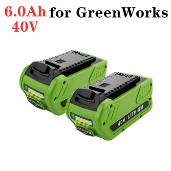 Сменная Литиевая Батарея 6.0Ah для GreenWorks 40V 6000mAh 29472 29462 Аккумулятор G-MAX Электроинструмент 29252 20202 22262 25312 L50