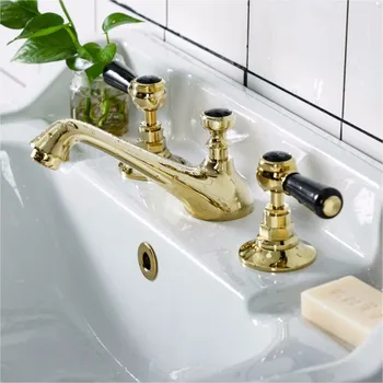 Смеситель для раковины в ванной комнате золотого цвета в классическом американском стиле, роскошный смеситель для раковины с горячей и холодной водой, смеситель для раковины в душевой