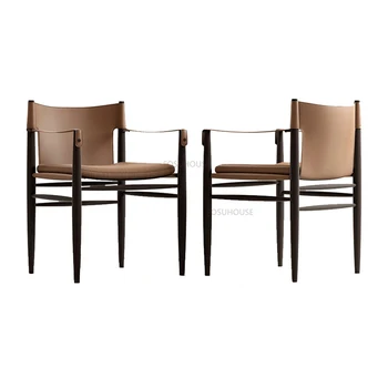 Современные обеденные стулья из искусственной кожи для домашней мебели, спинка ресторанного обеденного стула, Высококлассные коммерческие стулья-седла