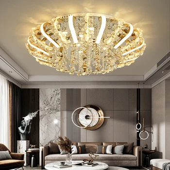 Современный минималистичный хрустальный светодиодный потолочный светильник, роскошная гостиная, спальня, столовая, холл, основной свет