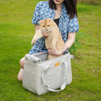 Сумка для переноски домашних кошек и щенков, складная дышащая Оксфордская сумка через плечо, дорожная сумка на открытом воздухе