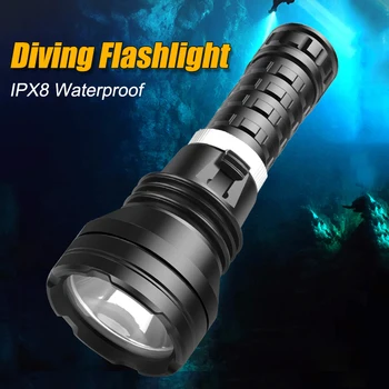 Супер яркий светодиодный фонарик для дайвинга XHP70 Подводный факел Портативный фонарь для дайвинга IPX8 Водонепроницаемый профессиональный фонарь для дайвинга
