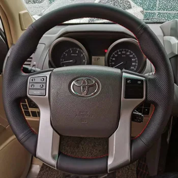 сшитый вручную кожаный противоскользящий износостойкий защитный рукав рулевого колеса для Toyota Land Cruiser Prado 2010-2017
