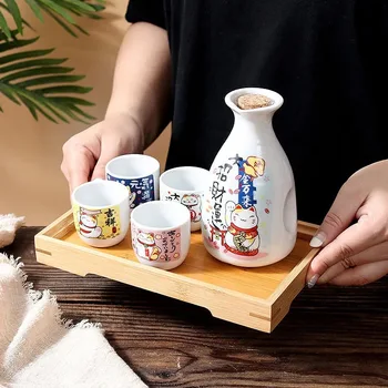 Традиционная японская чашка для саке, керамический набор для саке, Подарки для саке, Ручная роспись, Дизайнерская фарфоровая посуда, Керамические чашки, бокалы для вина