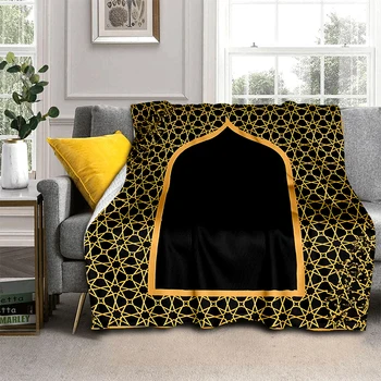 Турецкий исламский молитвенный коврик, покрывало для молитв, подарки на Рамадан Ид, Флисовые одеяла, пушистое мягкое теплое постельное белье, украшение дома