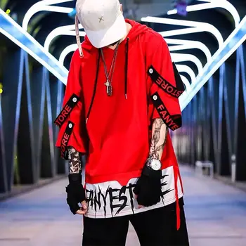 Уличная мужская одежда в стиле хип-хоп в стиле Diablo с капюшоном и короткими рукавами, модная футболка, свободная летняя мужская одежда
