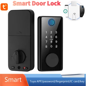 Умные Засовные замки Tuya Digital Tuya APP Кодовый замок Смарт-карты Bluetooth Биометрический Пароль по Отпечатку пальца Входная Дверь без ключа