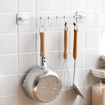 Универсальная бытовая вешалка с 5 крючками для кухни и ванной комнаты алюминиевые настенные клейкие вешалки