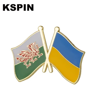 Флаг дружбы Уэльса и Украины, металлические значки-булавки, декоративные броши-булавки для одежды