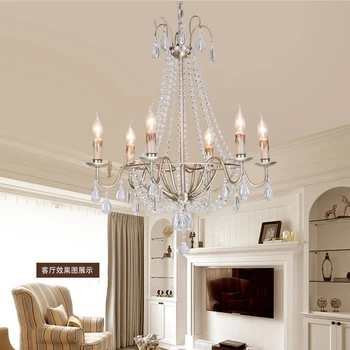 Хрустальная люстра в стиле американского кантри в спальне в стиле ретро, коммерческая гостиная, главный свет, французские светодиодные лампы