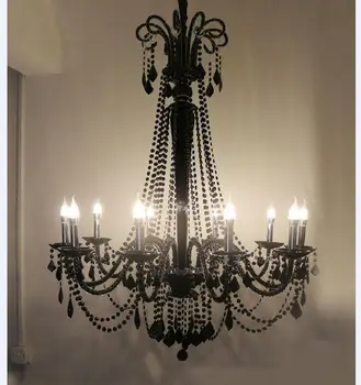 Хрустальные люстры в стиле черной свечи, светильник для столовой, хрустальная лампа Decora, Большая светодиодная люстра E14 из прозрачного хрусталя для отеля переменного тока