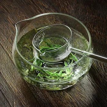 Чаша и ложка для матча из текстурированного стекла с носиком для разливки зеленого чая, набор для матча в японском стиле, стеклянная чаша для матча для вечеринки