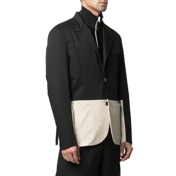 Черно-белый мужской блейзер в стиле пэчворк с двумя пуговицами классического кроя, новейший дизайн, уличная повседневная мужская одежда, куртка, повседневное модное пальто