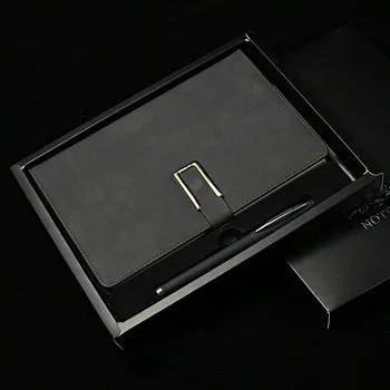 Черный блокнот формата А5, бизнес-блокнот, Подарочная коробка, Дневник с ручкой, канцелярские принадлежности, планировщик для записей, высококачественный блокнот для совещаний, канцелярские принадлежности