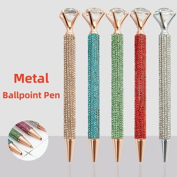 Шариковая ручка с крупным кристаллом алмаза, студенческие канцелярские принадлежности, Офисные бизнес-подарки, металлический наконечник 0,7 мм, шариковая ручка со стразами, шариковая ручка
