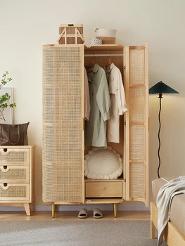 Шкаф из массива дерева, гардероб, спальня, главная онлайн-мобильная деревянная двухдверная маленькая квартира знаменитостей