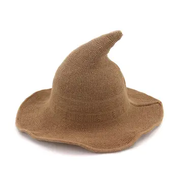 Шляпа ведьмы на Хэллоуин, мужская и женская шляпа из хлопчатобумажной пряжи, модная однотонная шляпа, подарки подруге, Маскарадная шляпа для вечеринки