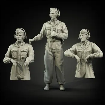 Экипаж немецкой бронетехники в масштабе 1/35, миниатюры из 3 человек, моделирование неокрашенных статичных фигур, наборы моделей из смолы для сборки своими руками