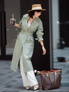 Элегантный тренч Green design sense высокого класса для женщин, весна 2023, новое модное длинное пальто
