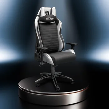 Эргономичное игровое кресло Techni Sport в гоночном стиле - серебристый