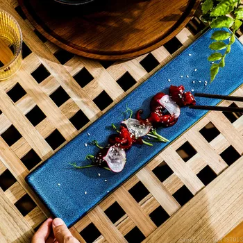 Японская тарелка для суши, прямоугольная керамическая тарелка для сашими, длинная полоса, ресторанная бытовая десертная тарелка, японский поднос для посуды